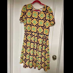 PLUS LLR LuLaRoe Amelia Textured Fit n Flare Dress 3XL 3X 24 24W